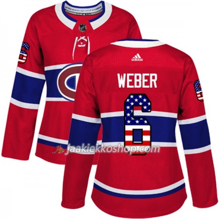 Nainen NHL Montreal Canadiens Pelipaita Shea Weber 6 Adidas 2017-2018 Punainen USA Flag Fashion Authentic